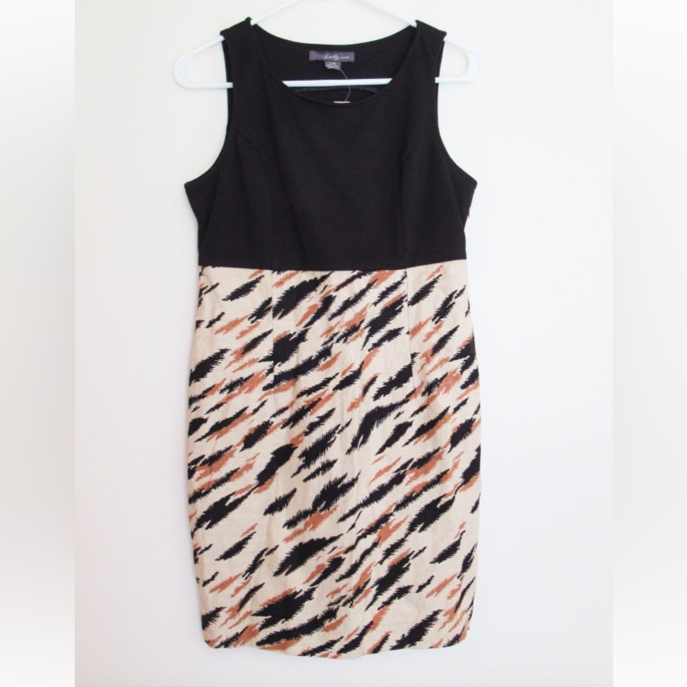 NWT Twenty One Womens Size Large Black Taupe printed sleeveless Dress